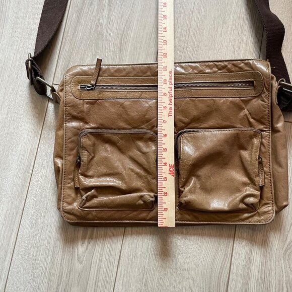 M. Julian Brown Leather Messenger Bag With Adjustable Strap & Multiple Pockets - Picture 8 of 12